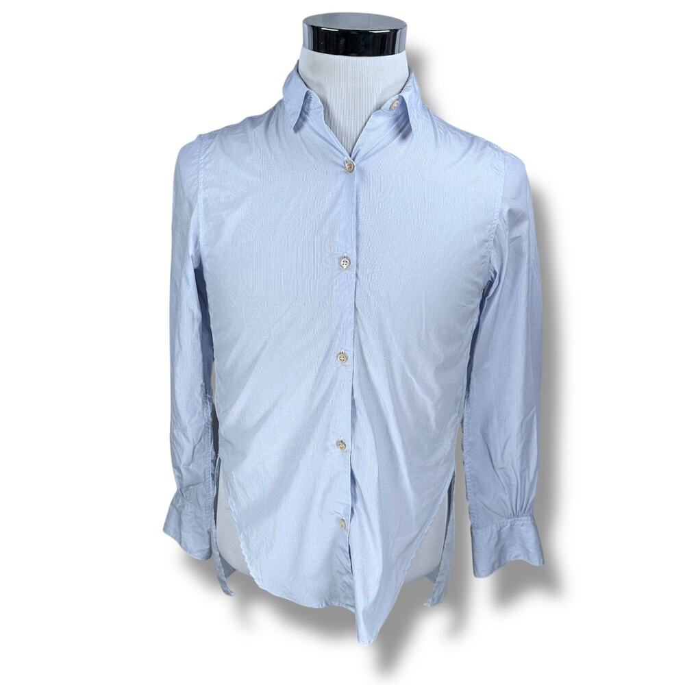 Isabel Marant Shirt Women’s 34 Blue Striped Cotton Long Sleeve Button-Up US 2‎